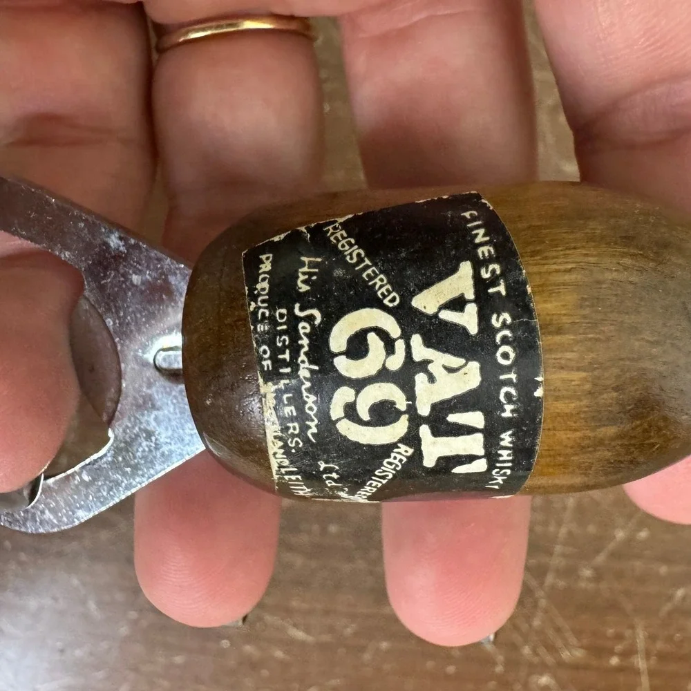 Vintage Vat 69 Scotch‎ Whisky Wood Bottle Shape Handle Bottle Opener Barware